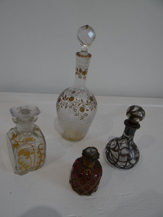Image 3 of perfume bottles (4) - Brass, Crystal, Silver
