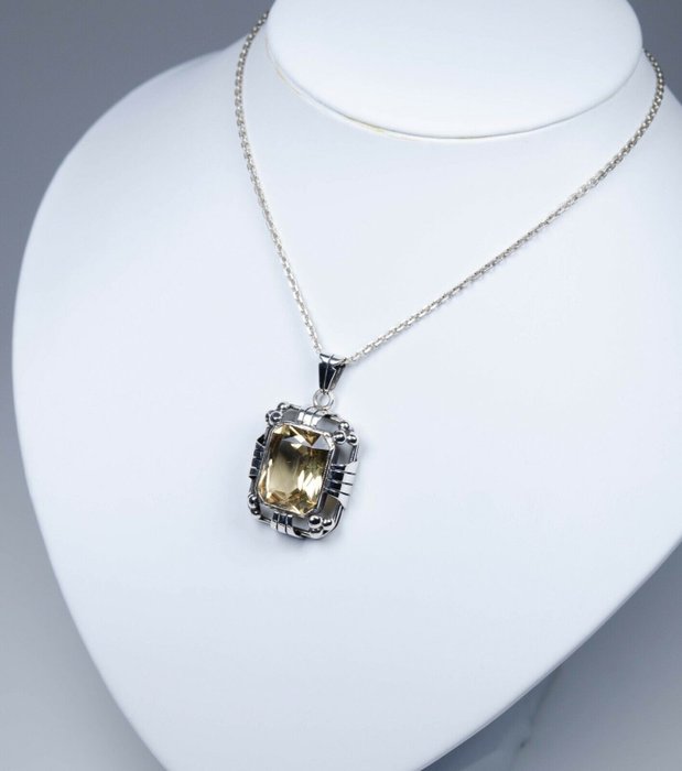 Image 2 of Silver - Necklace with pendant - 15.00 ct - Citrine (tested) - France