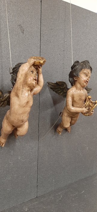 Image 2 of 2 flying angels - Baroque - Wood - First half 20th century