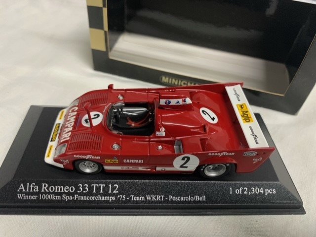 Image 2 of MiniChamps - 1:43 - Alfa Romeo 33 TT 12 #2 - Team WKRT - Winner 1000km Spa-Francorchamps 1975 - Dri