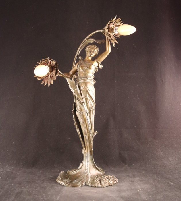 Preview of the first image of Large sculptural Art Nouveau lamp.
