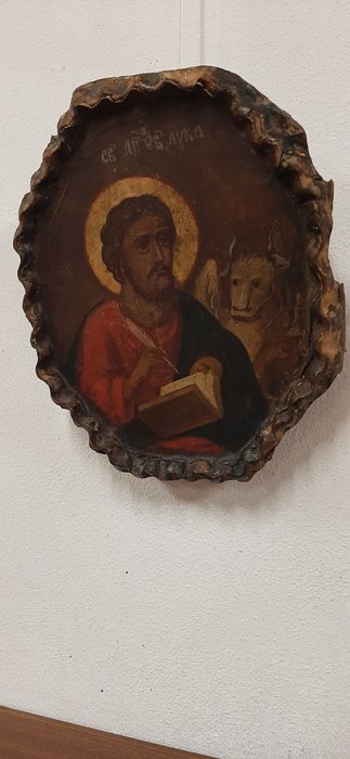 Image 3 of Icon - Saint Luke the Evangelist - oil on the table - 19th century