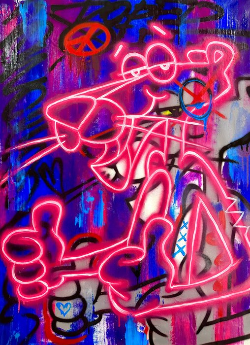 Preview of the first image of Doped Out M (1988) - Pink Panther - double neon - peace.