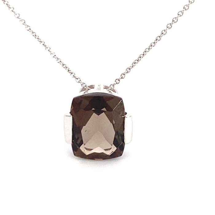 Preview of the first image of 14 kt. White gold - Necklace with pendant - 2.79 ct Quartz.