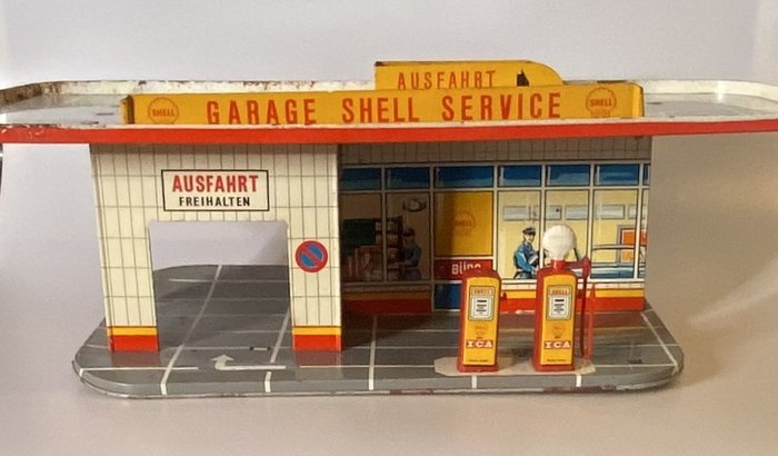 Preview of the first image of TippCo - Tin toys - Shell Garage Service - gas station - multi-storey car park - Made in Western Ge.
