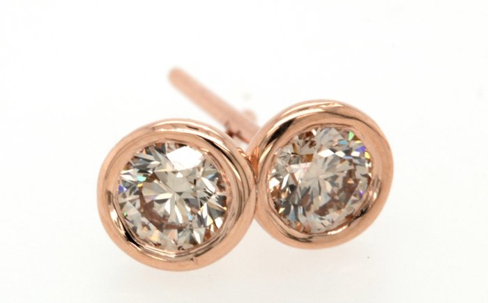 Image 3 of 18 kt. Pink gold - Earrings - 0.76 ct Diamond - Diamonds
