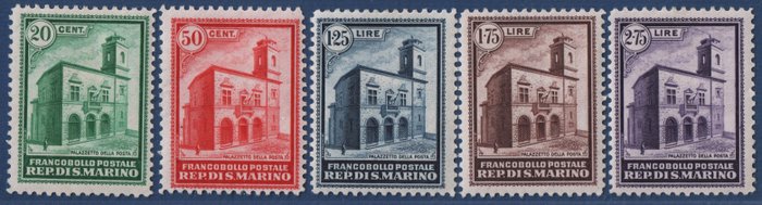 Image 2 of San Marino 1932/1934 - Office building and overprinted, 2 complete sets, total of 7 values - Sasson