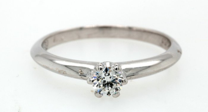 Preview of the first image of 18 kt. White gold - Ring - 0.25 ct Diamond - Diamonds.