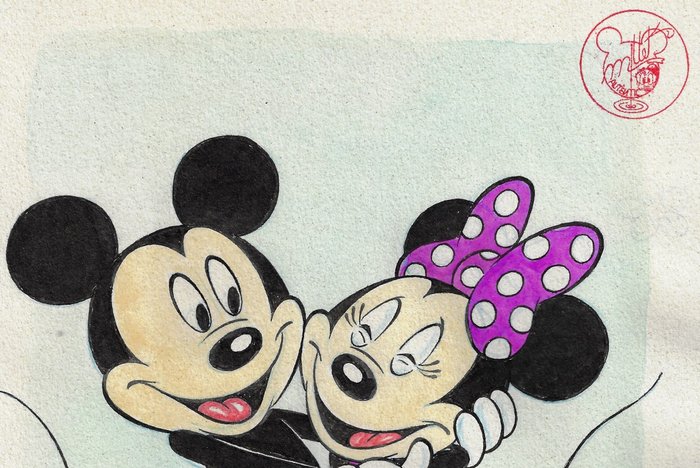 Image 2 of Mickey and Minnie Mouse - Signed Original Colour Drawing by Millet