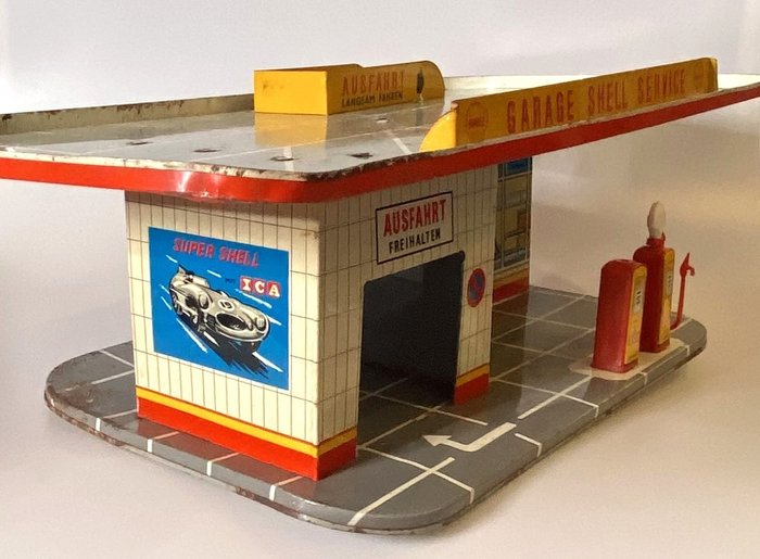 Image 2 of TippCo - Tin toys - Shell Garage Service - gas station - multi-storey car park - Made in Western Ge