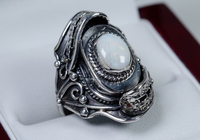 Image 3 of 950 Silver - Ring - natural opal - handmade