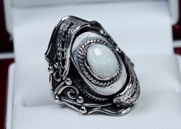 Preview of the first image of 950 Silver - Ring - natural opal - handmade.