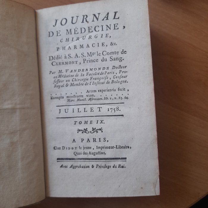 Image 2 of Libraire Didot - Journal de medicine, chirurgie et pharmacie - 1754/1762