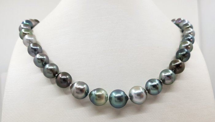Image 3 of 8.3x12mm Multi Tahitian Pearls - 14 kt. White gold - Necklace