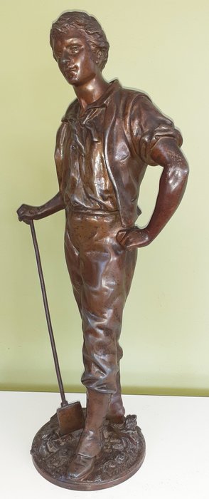 Image 2 of Ernest Rancoulet (1870-1915) - Sculpture, Man working the land - 52 cm - Spelter - Late 19th centur
