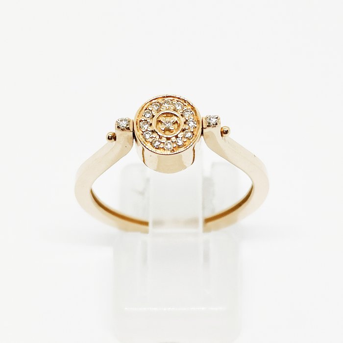 Preview of the first image of 18 kt. Gold, Yellow gold - Ring - 0.08 ct Diamond - Coral.