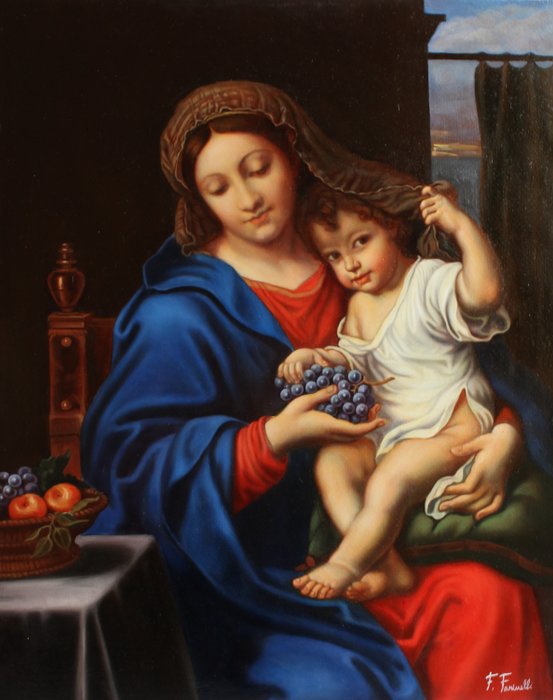 Preview of the first image of Francesco Farinelli (XX) - Madonna del grappolo, da Pierre Mignard.