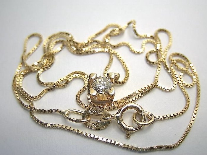 Image 3 of 18 kt. Yellow gold - Necklace with pendant - 0.15 ct Diamond