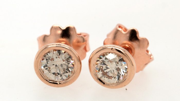 Preview of the first image of 18 kt. Pink gold - Earrings - 0.76 ct Diamond - Diamonds.