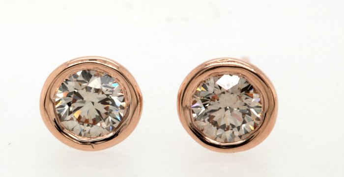 Image 2 of 18 kt. Pink gold - Earrings - 0.76 ct Diamond - Diamonds