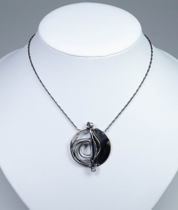 Preview of the first image of 925 Silver - Necklace with pendant - modernist.