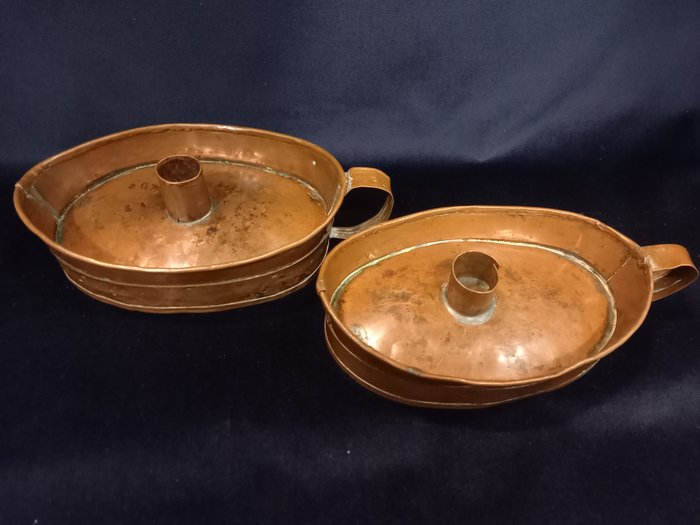 Image 3 of Candlestick, Two blazers (2) - Copper - 19th century