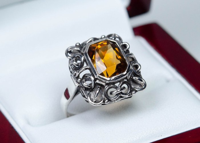 Preview of the first image of 800 Silver - Ring - Citrine (tested).
