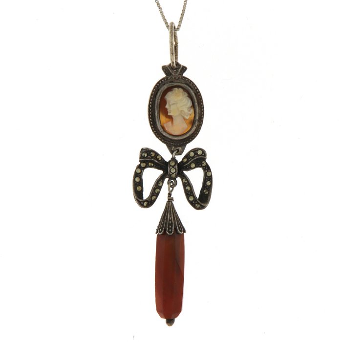 Preview of the first image of 925 Silver - Necklace with pendant Carnelian.