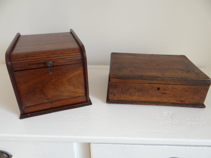 Image 2 of Box, Casket (2) - Brass, Wood - 19th century