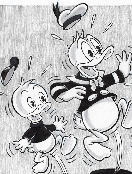 Image 2 of Huey, Dewey & Louie Duck - Signed Original Colour Drawing by Millet