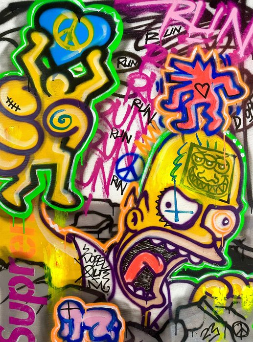 Preview of the first image of Doped Out M (1988) - Homer Simpson - underground supreme x Haring.