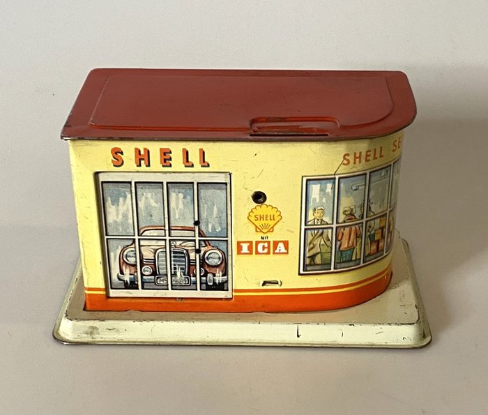 Preview of the first image of MS - Michael Seidel - Tin toy - Shell Service - Western Germany - money box - 1950-1959 - Germany.