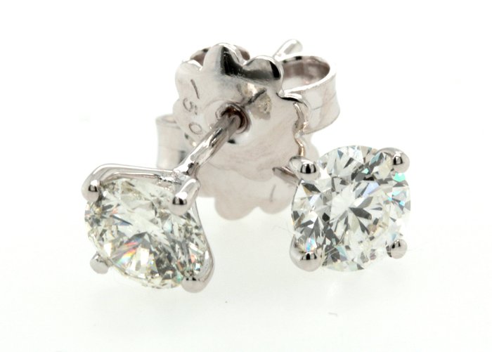 Image 3 of 18 kt. White gold - Earrings - 1.16 ct Diamond - Diamonds