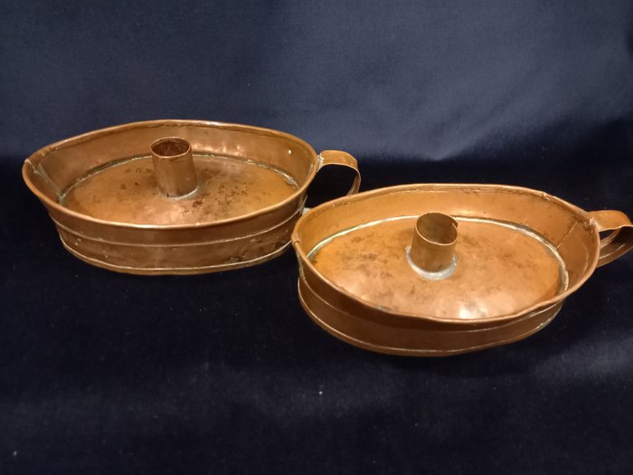 Image 2 of Candlestick, Two blazers (2) - Copper - 19th century