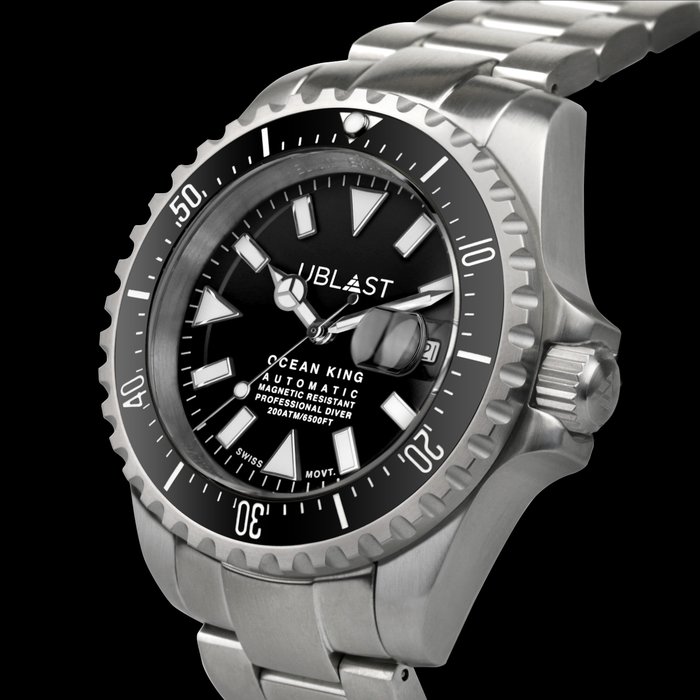 Ublast® - " NO RESERVE PRICE " Ocean King - Sub 200 ATM - UBOK45200BL - Automatic Swiss MOVT - Uomo - New