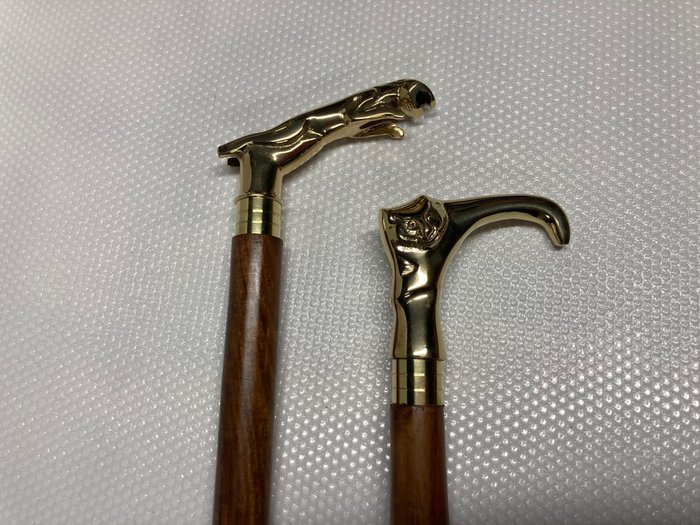 Preview of the first image of Walking stick (2) - Brass, Wood.