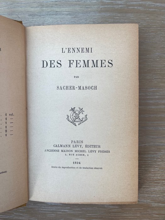 Image 2 of Sacher Masoch - L'Ennemi Des Femmes - 1894
