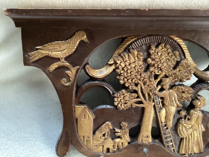 Image 2 of Beautiful piece of Dutch folk art, probably from an antique carriage - Wood - First half 19th centu