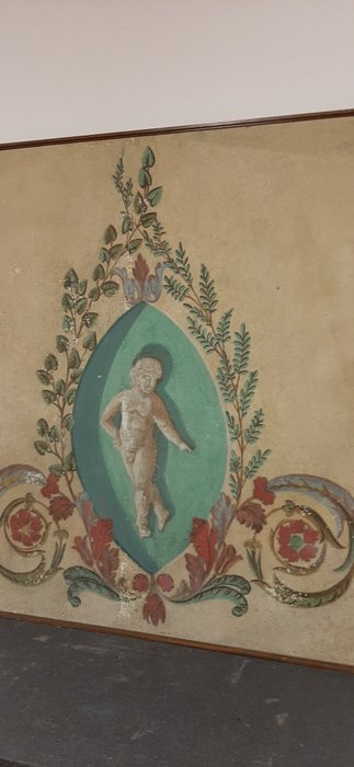 Image 3 of Decorative fresco - Tempera on canvas on hardboard - Mid 19th century