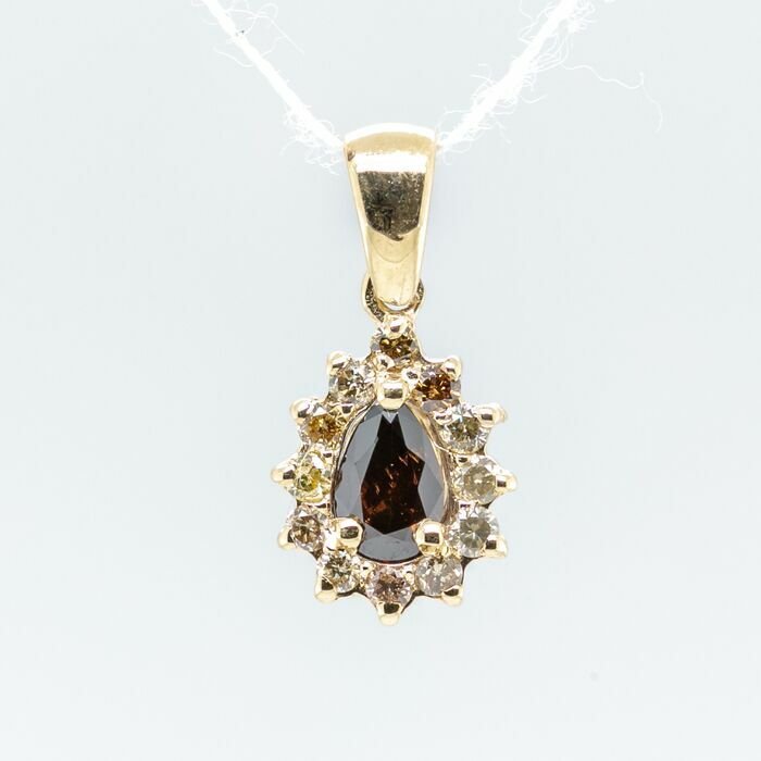 Preview of the first image of No Reserve Price - 0.36 tcw - 14 kt. Yellow gold - Pendant Diamond.