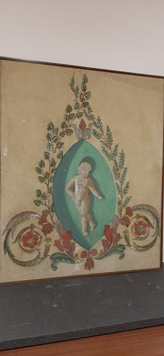 Image 2 of Decorative fresco - Tempera on canvas on hardboard - Mid 19th century