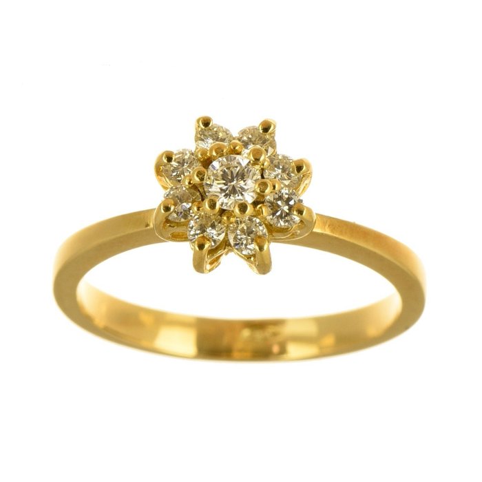 Preview of the first image of 18 kt. Yellow gold - Ring - 0.10 ct Diamond - Diamonds.