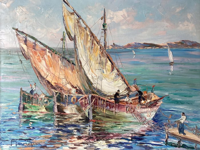 Image 3 of Ecole française XXe siècle - Barques de pêche du Midi