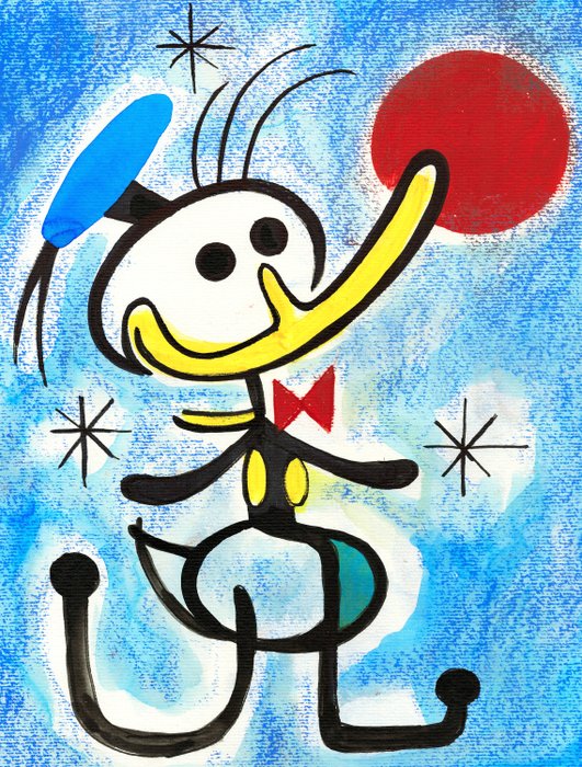 Preview of the first image of Donald Duck Inspired By Joan Miró's "Woman in Front of the Moon" - Original Painting - Tony Fernand.