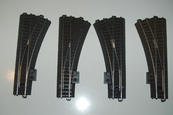 Image 2 of Märklin H0 - 24611/24612/74490 - Attachments - 4x C-Rail switches and drive