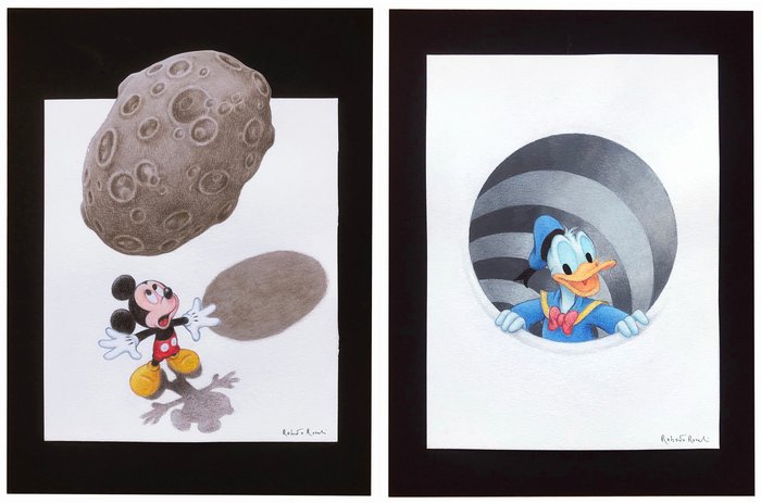 Preview of the first image of Donald Duck & Mickey Mouse - 2 Artworks - 3D effect in drawings - Roberto Ronchi - (2023).