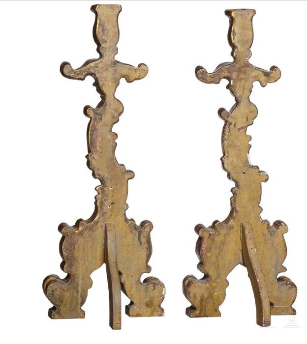 Image 2 of Candlestick (2) - Rococo Style - Wood - 19th century