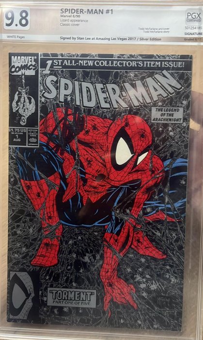 Image 2 of Spider-Man #1 - Spider-Man#1 PGX 9.8 Signed by Stan Lee amazing Las Vegas Silver Edition - First ed
