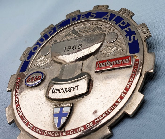 Image 3 of Emblem/mascot/badge - Grille Badge - 24e Rally Coupe des Alpes - Concurrent 1963