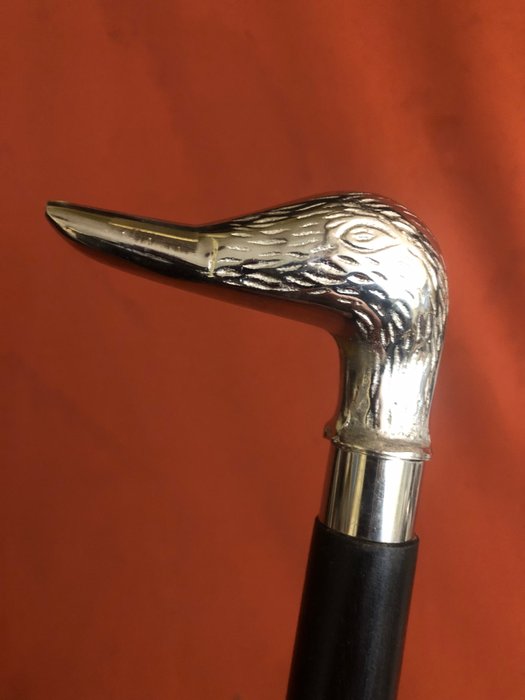Image 3 of A hunting , self defence , duck walking stick. Handle designed as a duck’s head - silvered brass an